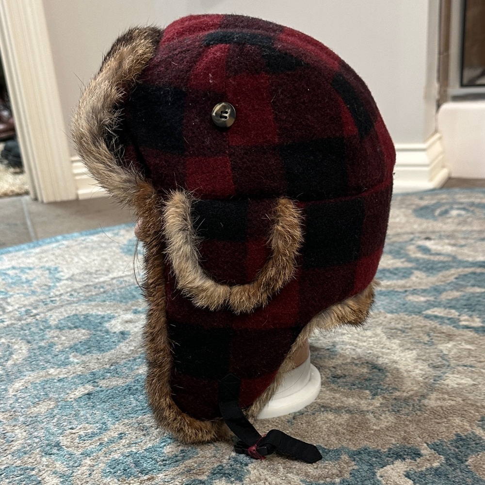 Woolrich Brown and Red Fur Trapper Hat - Picture 2 of 5